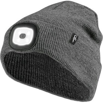 zimní čepice s LED světlem a USB dobíjením šedá