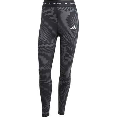 adidas TECHFIT PRINT 7/8 tmavo sivá Sivá Biela