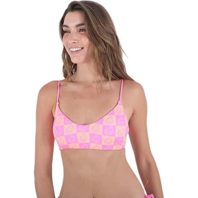 Hurley Smiley Check Scoop Front bikini top - Pink (Watermelon)