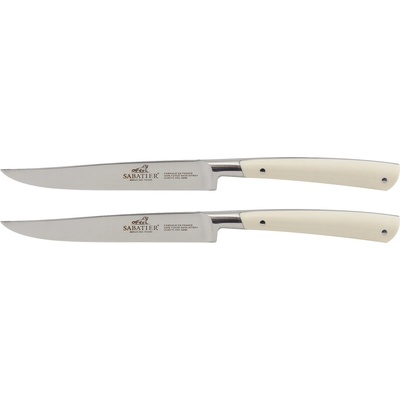 LION SABATIER Нож за пържоли EDONIST 12 см, комплект от 2 бр. , неръждаема стомана нитове, бял, Lion Sabatier (LS808281)