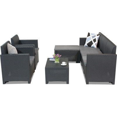 BICA Комплект мебели за отдих от техноратан Nebraska Relax Corner 6 антрацит Bica (BCNBLCOR6ANT)