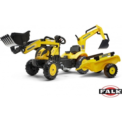 FALK Šlapací traktor 2076N Komatsu s nakladačem rypadlem a vlečkou – Zboží Dáma