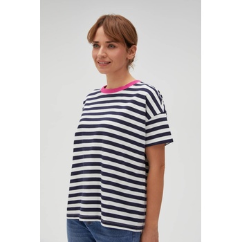 Moodo Синьо-бяла раирана тениска с розов яка Moodo | Sin | ЖЕНИ | XS