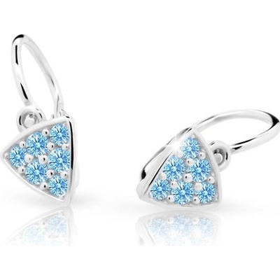 Danfil dětské náušnice C2207 z bílého zlata s kamínky Arctic Blue zapínání brizura