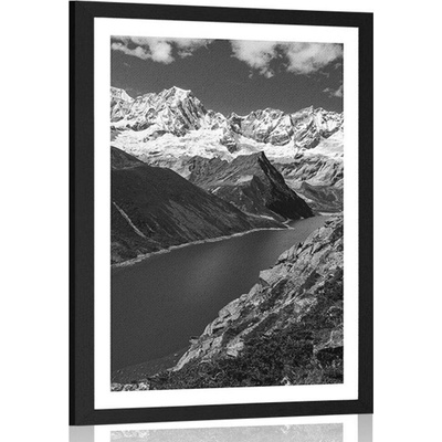 Plakát s paspartou národní park Patagonie v Argentině v černobílém provedení - 40x60 silver