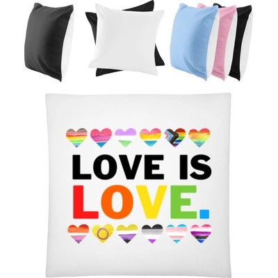 Darčeky PrintEQ Štvorcový Farebný Vankúš Nápis Love is Love Biela/Čierna 40x40