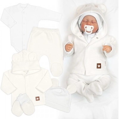 Baby Nellys Pletená sada oblečení pro miminko Star 5D modrá