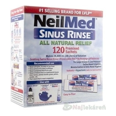 NeilMed Sinus Rinse Natural vrecúška morská soľ na hygienu nosa 120 ks