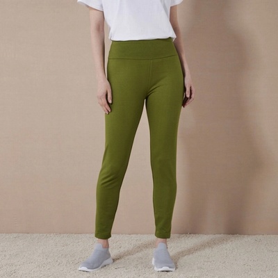 Moltonové hrejivé legíny s vysokým pásom olivová