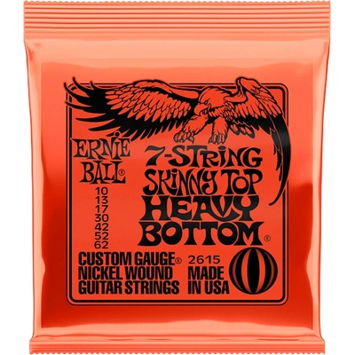Ernie Ball 2615 Skinny Top Heavy Bottom Slinky 7-String Nickel Wound Electric Guitar Strings 10 - 62