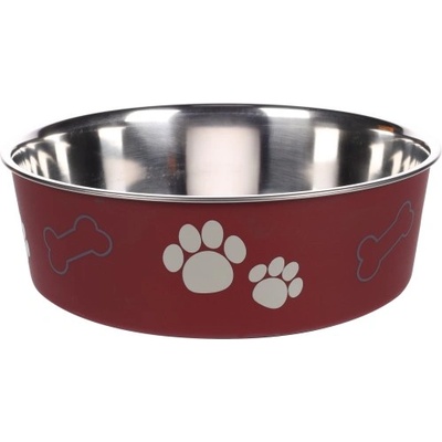 Flamingo Feeding and drinking bowl Kena Round Bordeaux Silver - иноксова купа за вода или храна - БОРДО, размер Ø23 см / 2200 мл, Белгия - 1030942