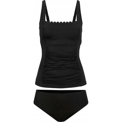 Tankini čierne s riasením 1W9A12 Bonprix