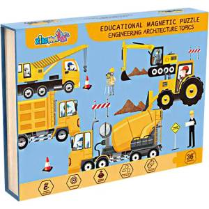 RAYA TOYS Магнитен пъзел с маркер Строителни машини (xhm-1102a)
