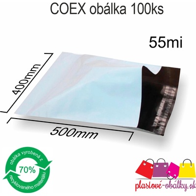 Plastové obálky COEX nepriehľadné Balenie: 100 ks balenie, Rozmer: 400 x 500 mm