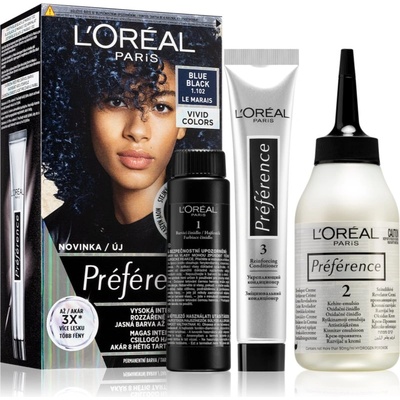 L'Oréal Préférence Vivids боя за коса цвят 1.102 blue black