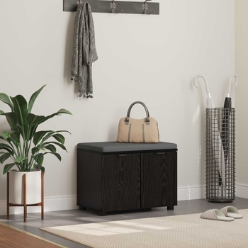 Image 1 of vidaXL Пейка за коридор с възглавница с рафт Черен Дъб 60 x 38 x 46 см (891473)