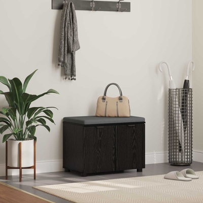 vidaXL Пейка за коридор с възглавница с рафт Черен Дъб 60 x 38 x 46 см (891473)