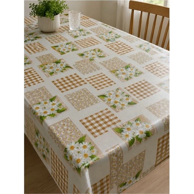 IMPOL TRADE Obrus PVC Z-Z 9 návin 20 m x 140 cm margarétky hnedé