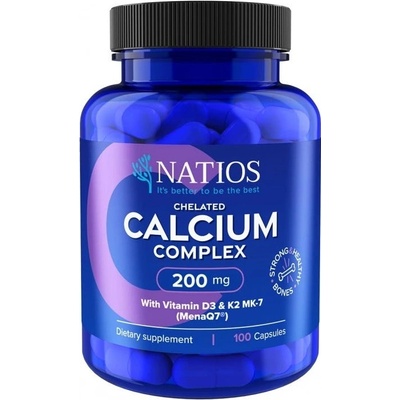 Natios Chelated Calcium Complex Vápnik s vitamínmi D3 a K2 MK-7 100 kapsúl