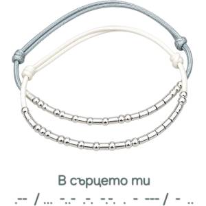 Kathryn' s Bracelets Сет гривни за двама с тайно послание " В сърцето ти" (КГДСТ)