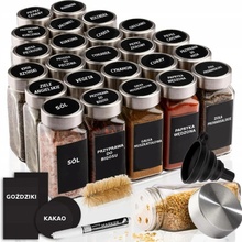 Koanni Zavařovací Sklenice na Koření Skleněná Sada + Trychtýř + Fix + sklo 24ks x 120ml