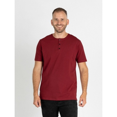 TallGuys pánské rozstřižené tričko knoflíček Burgundy