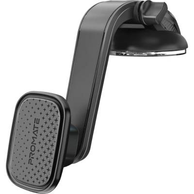 Promate Стойка за кола, ProMate, MAGMOUNT-XL, 360 Cradleless Magnetic Car Mount for Smartphones Secure Anti-Slip Mount For Dashboard and Windshield Metal Ring and Rectangular Plate included , Черен