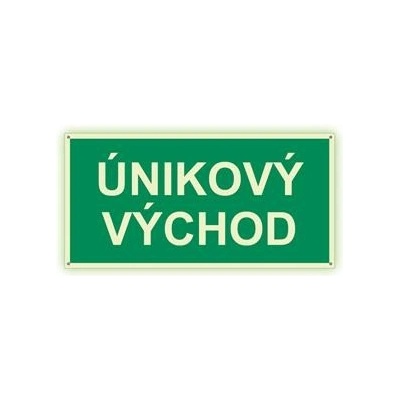 Únikový východ - fotoluminiscenční tabulka s dírkami, plast 2 mm 400x200 mm