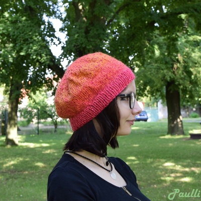 Paulli pletená růžová dámská čepice s drobnými flitry 4-1-1/118/007