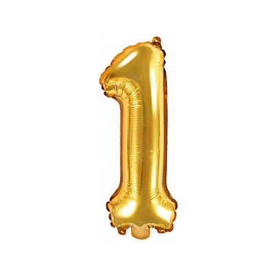 PartyDeco Fóliový balón Mini Číslo 1 zlatý 35cm
