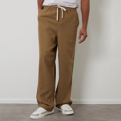 Threadbare Панталони Threadbare Linen Blend Loose Fit Trousers - Stone