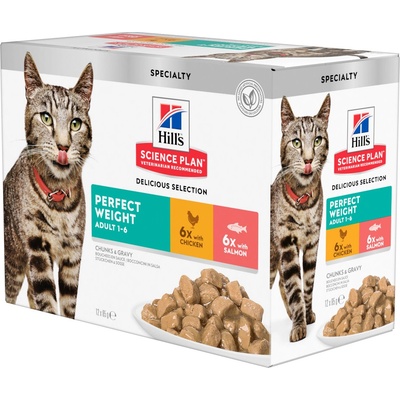 Hill’s Science Plan Adult Perfect Weight kura a losos 12 x 85 g