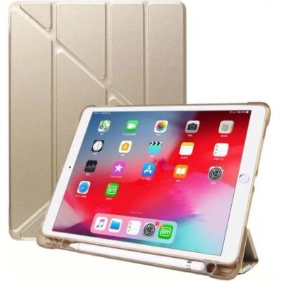 Калъф с оригами стойка и място за Apple Pencil за iPad 10, 2" (2019-2021) / Air 3 (2019) / Pro 10, 5" - злате (21631)