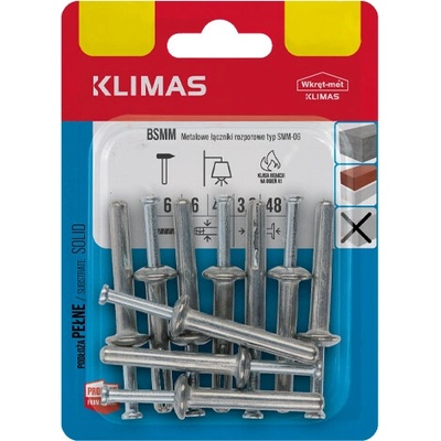 KLIMAS Hmoždinka natĺkacia kovová BSMM (blister) BSMM-06050 (8ks/blister)