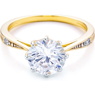 SAVICKI Годежен пръстен със страничен камък: два цвята злато. кубичен цирконий