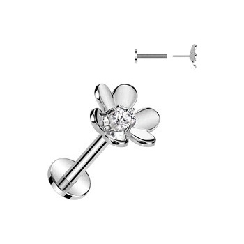 Šperky4U piercing do brady kytička PUSH IN labreta LB1123