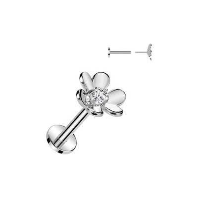Šperky4U piercing do brady kytička PUSH IN labreta LB1123