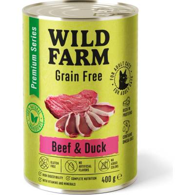 WILD FARM Premium Grain Free Beef and Duck 400g - беззърнена храна за котки