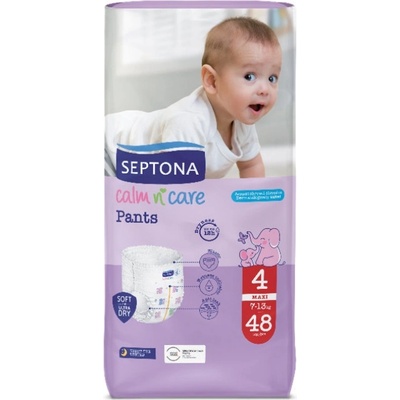 Septona Бебешки пелени-гащички Septona - Calm n' Care, Maxi No4, 7-13 kg, 48 броя (5201410886085)