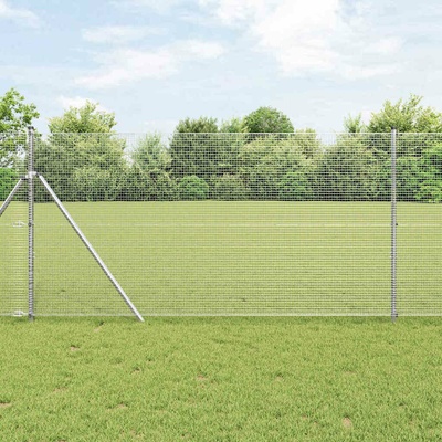 vidaXL Zemní upevnění svařované drátěné ploty 50 x 1,4 m Stříbrná