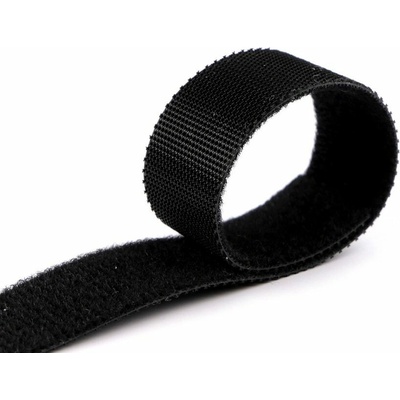 Nízkoprofilový suchý zip šíře 20 mm oboustranný, pro domácnost a zahradu - černá