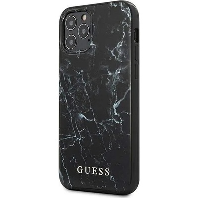 GUESS Marble Case - дизайнерски кейс с висока защита за iPhone 12, iPhone 12 Pro (черен)