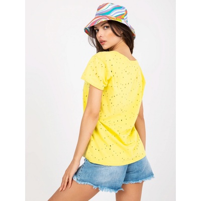TRIČKO S EFEKTNÍM DĚROVÁNÍM FA-TS-6967.77P YELLOW