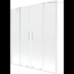 Mexen Velar Двукрилен плъзгащ се параван за вана Duo 150 x 150 cm, прозрачен, бял (896-150-000-02-20)