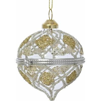 KAEMINGK Vánoční skleněná ozdoba na otevírání s flitry 1ks, 6 cm - Cibulka