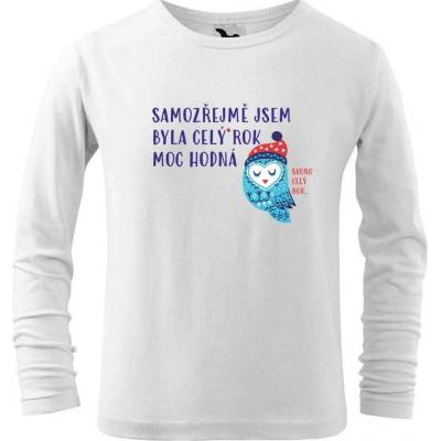 Dobrý triko Dětské vánoční triko Celý rok hodná Bílá