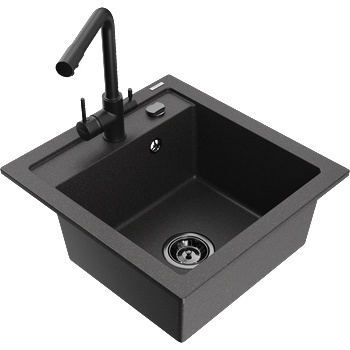 Mexen Vito мивка гранитна с 1 отделение с кухненски смесител Duero, черен с точки - 6503-76-671600-70-B (6503-76-671600-70-B)