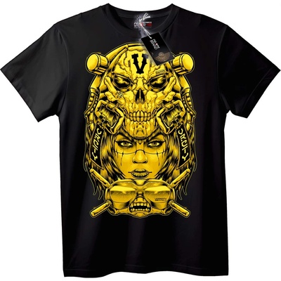 NOONEBRAND Тениска с череп и електронна схема - 2XL, Black