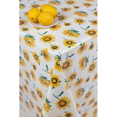 Obrus PVC 5738310, slnečnica na žltom podklade, metráž 20 m x 140 cm, IMPOL TRADE