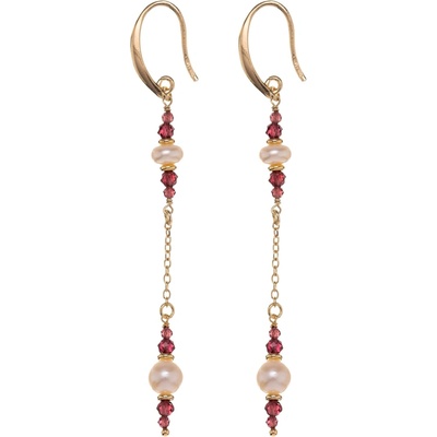 Alisia Dlouhé pozlacené náušnice s granáty a pravými perlami AL5183.01.029